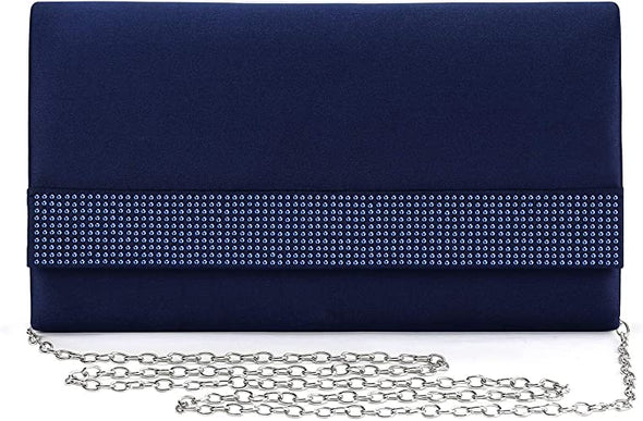 Satin Rhinestones Evening Bags Party Bridal Clutch Purse For Women Prom Clutch