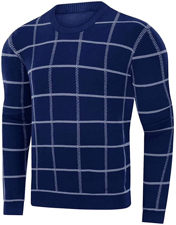 Men's Casual Knitted Pullover Sweaters Crewneck Cotton Sweatshirt Soft Lightweight Fall Sweatshirts