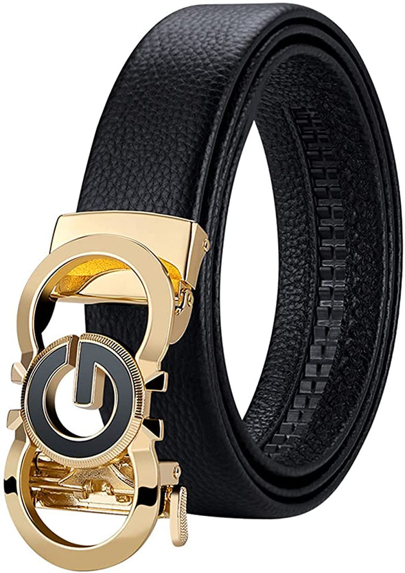 Leather Ratchet Belts for Men Adjustable Automatic Buckle with Gift Box，Gift for Men