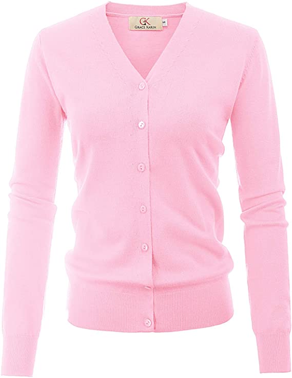 Women's Long Sleeve Button Down Sweater Classic V-Neck Knit Cardigan