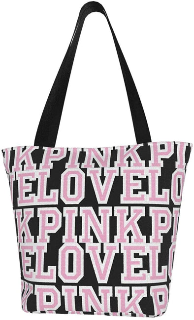 Victoria Secret Love Pink Large Zipper Canvas Tote Bag for Women, Beach Bags and Totes for Women