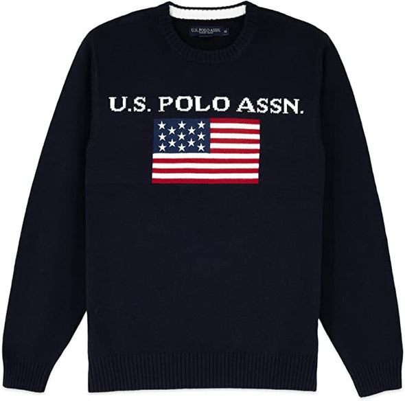 U.S. Polo Men's Flag Crew Neck Sweater Pullover