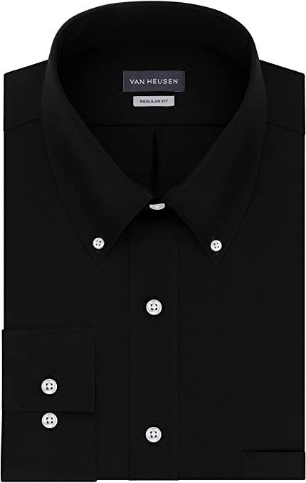 Van Heusen Men's Regular Fit Twill Solid Button Down Collar Dress Shirt
