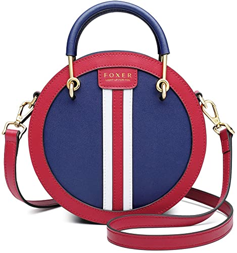 Leather Circular Handbags for Women, Genuine Leather Ladies Round Crossbody Bags