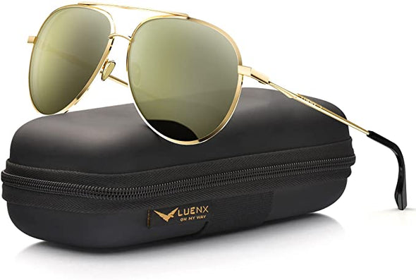 LUENX Aviator Sunglasses for Women Polarized Mirror with Case - UV 400 Protection 60MM