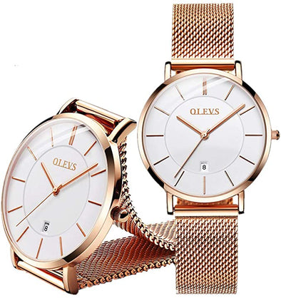 OLEVS Women Analog Quartz Business Watch Stainless Steel Classic Waterproof Watches Unique Calendar Date Window Wrist Watch