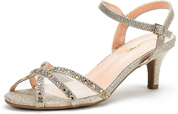 DREAM PAIRS Women's Nina Low Heel Pump Sandals