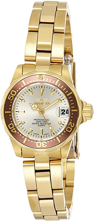 Invicta Women's Pro Diver 23.5mm Gold Tone Stainless Steel Quartz Watch, Gold