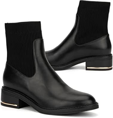 Women’s Jenny Fashion Supple faux leather, Pull-on Lug Boots, Round Toe, Thermoplastic rubber Outsole