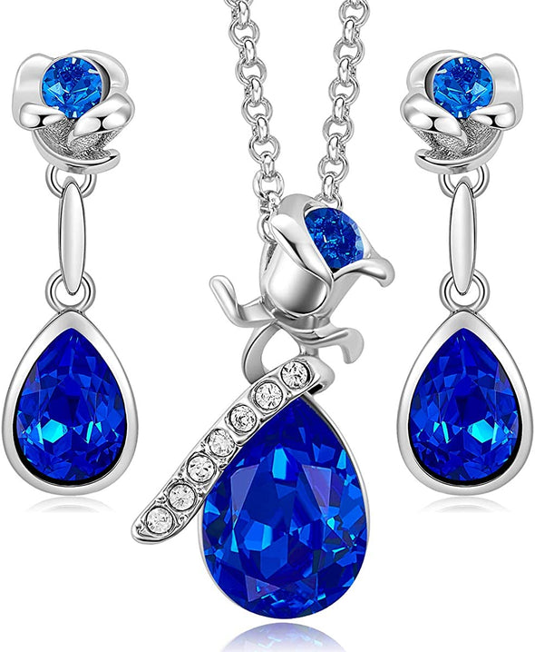 Jewelry Sets for Women Rose Gold Jewelry Embellished with Crystal from Austria Christmas Mothers Day Valentine's Day Jewelry Gifts Necklace and Earrings Set for Mom Wife