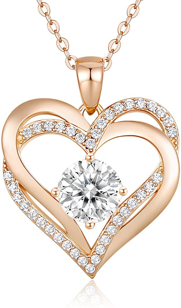 Love Heart Birthstone Necklaces for Women 925 Sterling Silver Pendant Necklace Birthday Mother's Day Jewelry Gift for Women Sister Wife Girlfriend Her