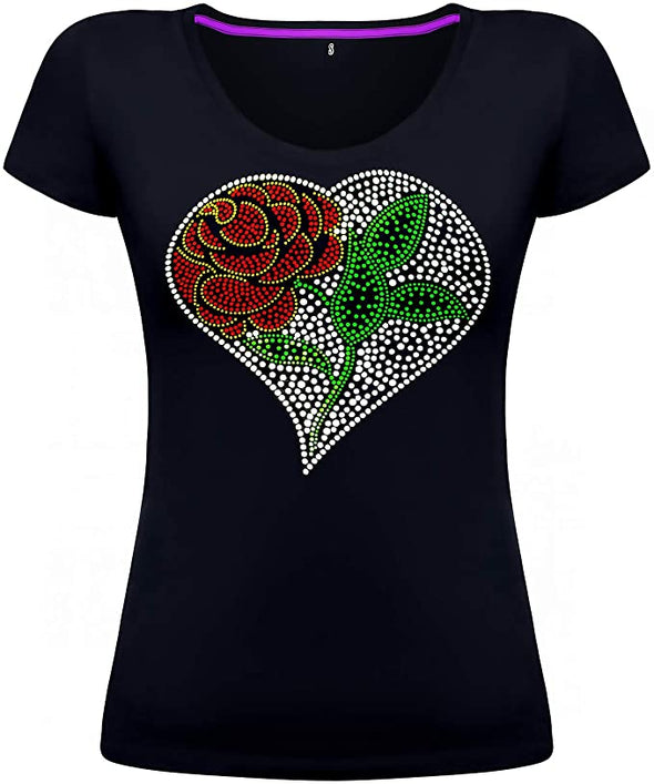 Fashion Women's t-Shirt, Slim Fit, with Handmade Spangle Sequins Appliqu