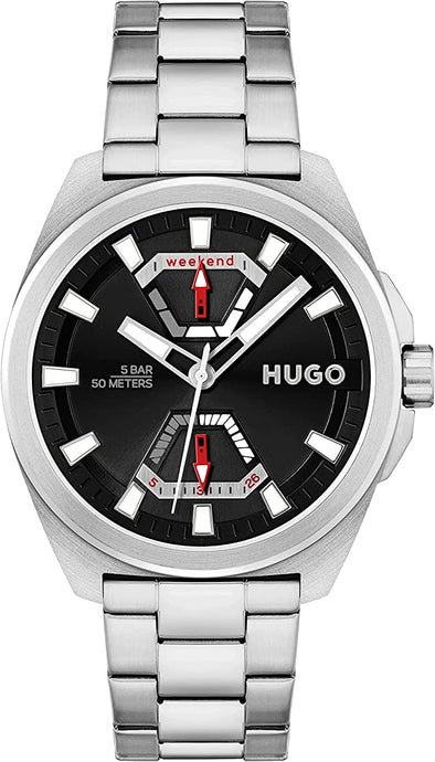 HUGO Men's Quartz Watch with Stainless Steel Strap, Silver