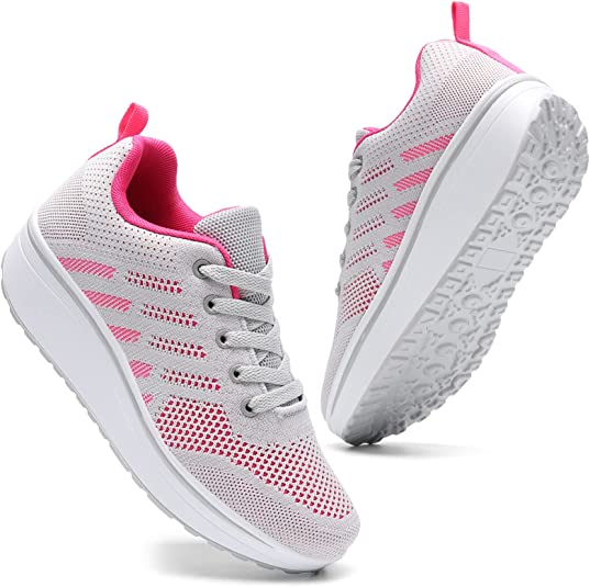 Women's Platform Wedge Tennis Walking Shoes Breathable Lightweight Casual Comfort Fashion Sneaker