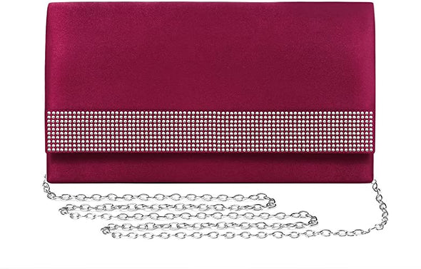 Satin Rhinestones Evening Bags Party Bridal Clutch Purse For Women Prom Clutch