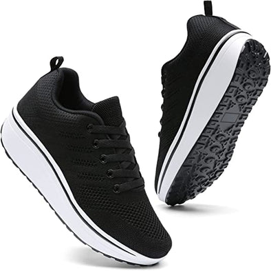 Women's Platform Wedge Tennis Walking Shoes Breathable Lightweight Casual Comfort Fashion Sneaker