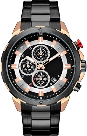 Men's Luxury Quartz Watches Casual Analog Calendar Chronograph Stainless Steel Waterproof Wrist Watch