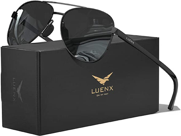 LUENX Aviator Sunglasses for Men Women-Polarized Driving UV 400 Protection 60 MM