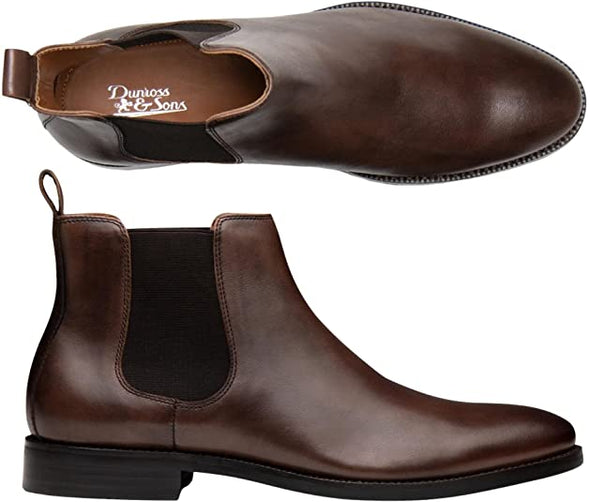 Chelsea Boots for Men, Stylish Shoes for Men - Mens Casual Boots w/Padded Ortholite Footbed for All Day Comfort - Men Chelsea Boots Brown Leather