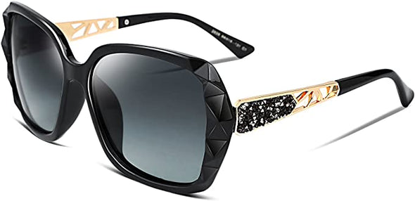 Polarized Women Square Sunglasses Sparkling Composite Shiny Frame