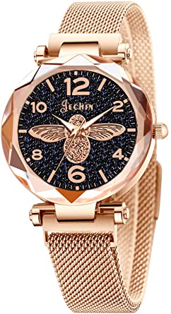 Women's Rose Gold Starry Sky Magnetic Buckle Bracelet Quartz Watch
