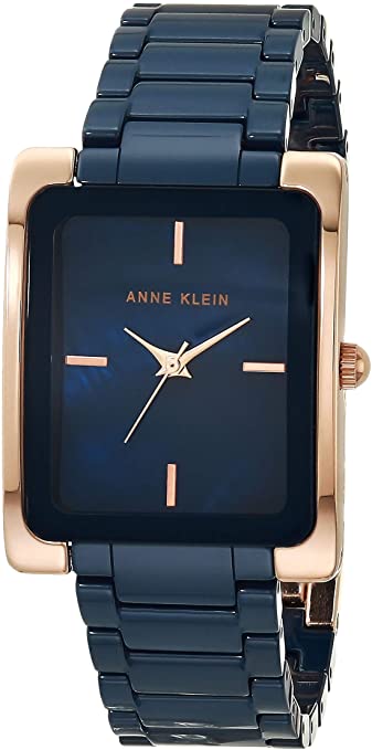 Anne Klien women's ceramic dark blue watch