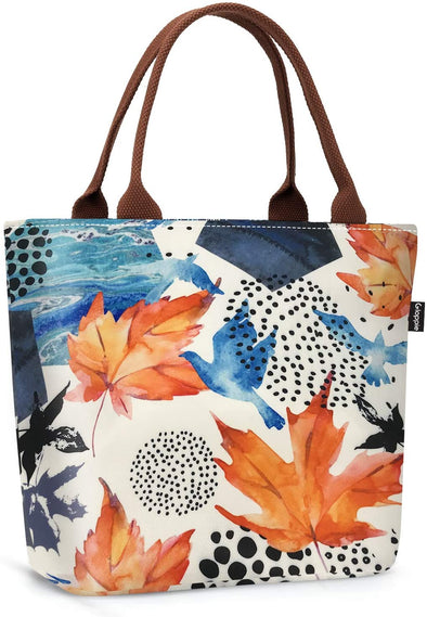 Gloppie Insulated Lunch Bags for Women Lunch Box Leak Proof Cooler Tote Purse Large Food Container Meal Prep for Work Beach Picnic 9L Maple Leaf