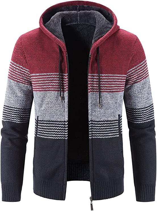 Hoodies for Men Zip Up Sweatshirts Fleece Sherpa Lined Winter Wool Heavyweight Jacket