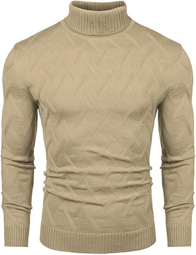 Men's Slim Fit Turtleneck Sweater Casual Lightweight Knitted Pullover Sweaters