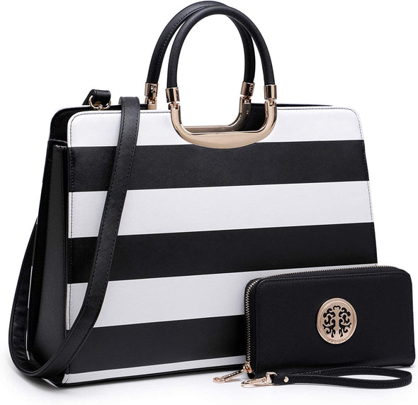 Womens Handbag Top Handle Shoulder Bag Tote Satchel Purse Work Bag with Matching Wallet