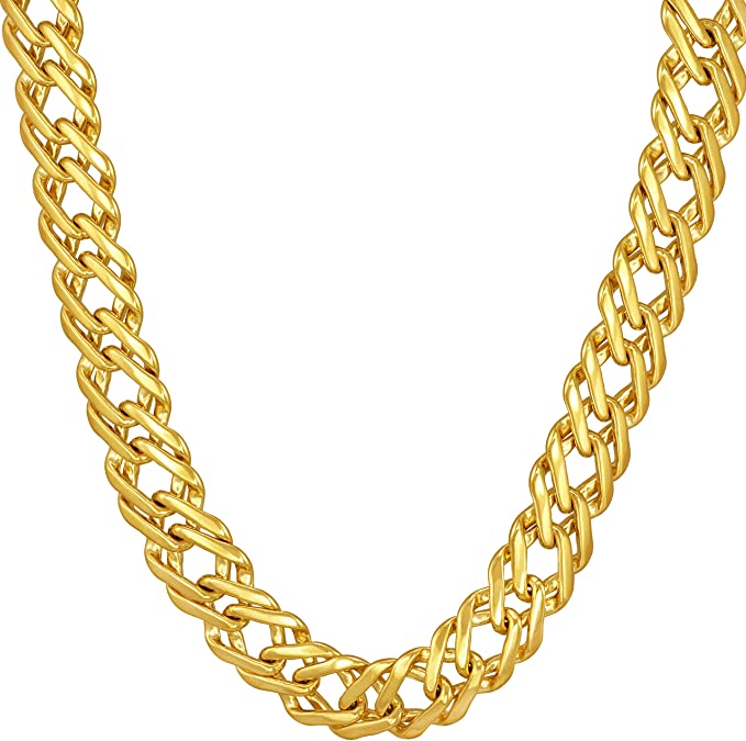 7.7mm Venetian Chain Necklace for Women & Teen 24k Gold Plated ...