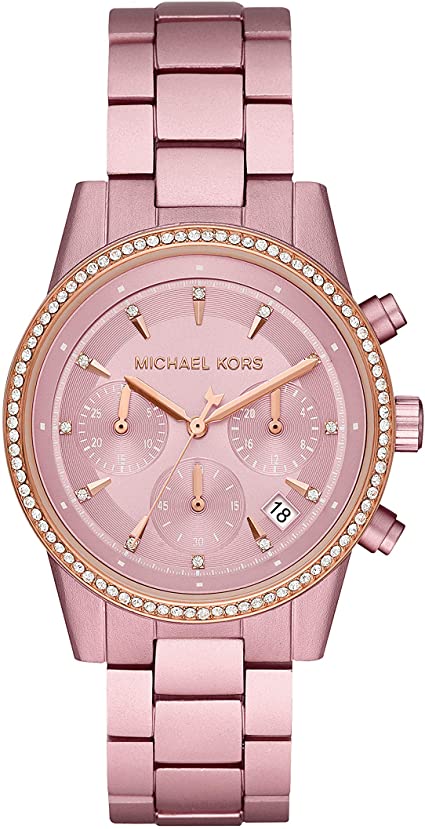 Michael Kors Women's Ritz Stainless Steel Watch With Crystal Topring