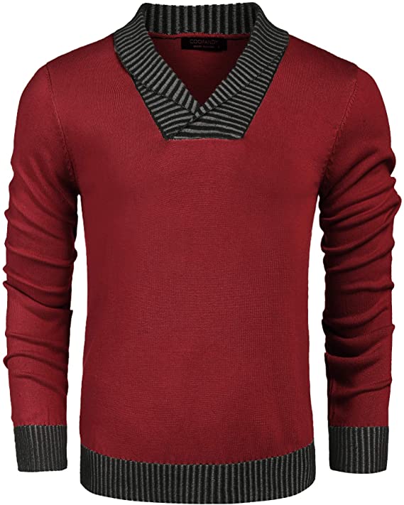 Men’s Casual Knit Sweater Comfortable Soft Long Sleeve V-Neck Pullover