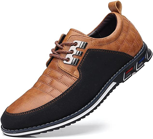 Men Casual Shoes Luxury Comfortable Loafers Driving Flats Sneakers Shoes for Male Fashion Leather Lace-up Business Work Office Dress