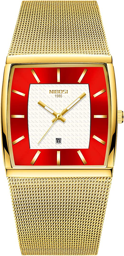 Men's Watches Business Fashion Top Brand Luxury Dress Casual Watch Mesh Strap Waterproof with Date Square Wristwatch