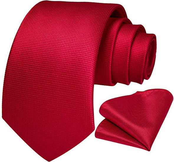 Solid Tie Men's Silk Tie Handkerchief Woven Necktie and Pocket Square Set