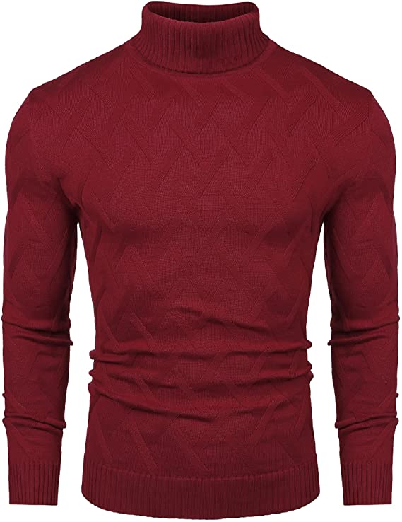 Men's Slim Fit Turtleneck Sweater Casual Lightweight Knitted Pullover Sweaters
