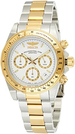 Invicta Men's Speedway two-tone-stainless-steel-and-23k-gold-plated Japanese Quartz Watch with Two-Tone-Stainless-Steel Strap, Silver.