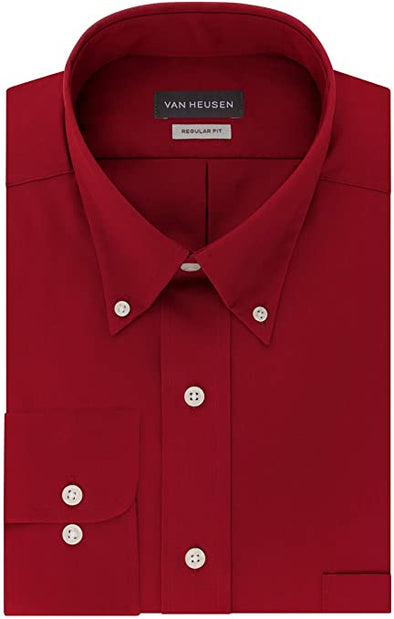 Van Heusen Men's Regular Fit Twill Solid Button Down Collar Dress Shirt