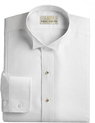 Wing Collar Tuxedo Shirt, Pique Bib Front, 65% Polyester 35% Cotton White (15 - 34/35)