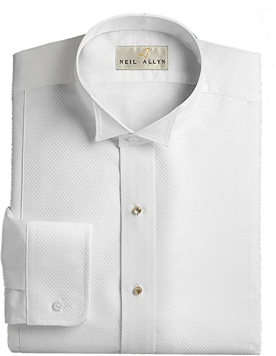 Wing Collar Tuxedo Shirt, Pique Bib Front, 65% Polyester 35% Cotton White (17 - 34/35)