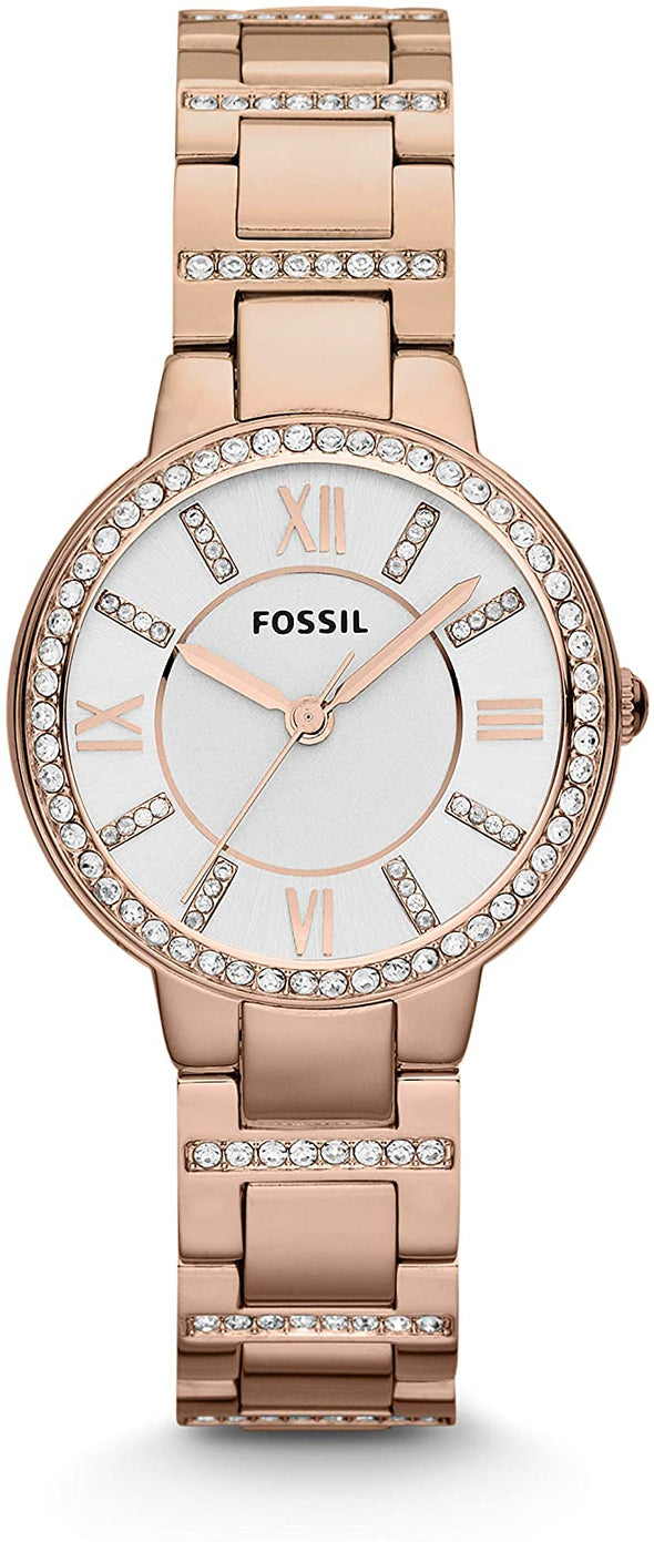 Fossil Women's Virginia Stainless Steel Crystal-Accented Dress Quartz Watch