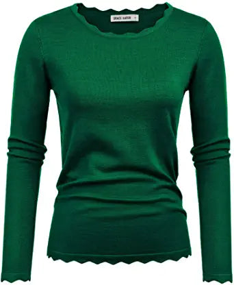Women's High Stretchy Long Sleeve Pullover Sweater Blouse Top