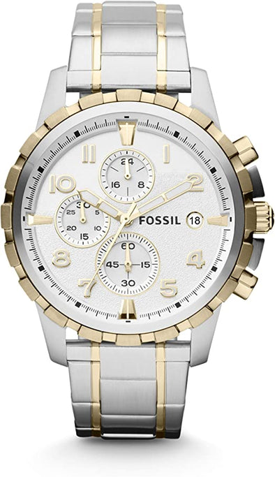 Fossil Men's Dean Quartz Stainless Steel Chronograph Watch, Color: Gold/Silver