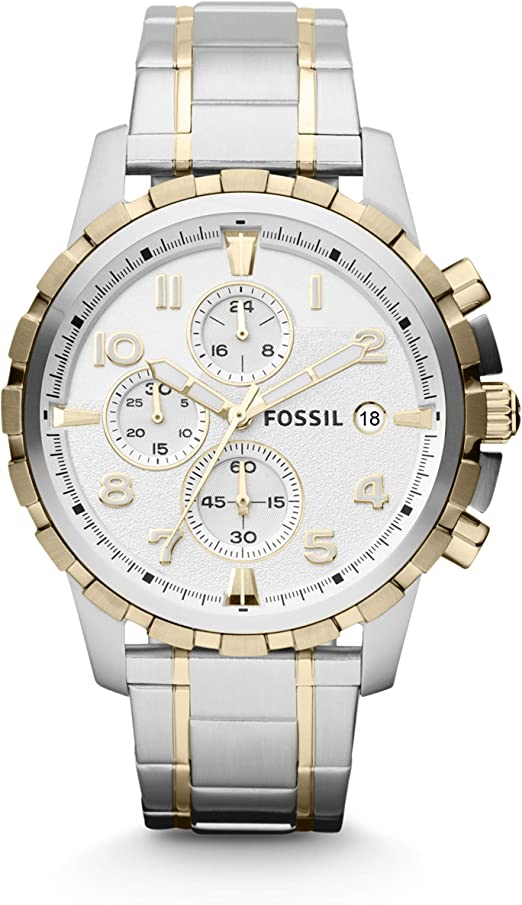 Fossil Men's Dean Quartz Stainless Steel Chronograph Watch, Color: Gold/Silver