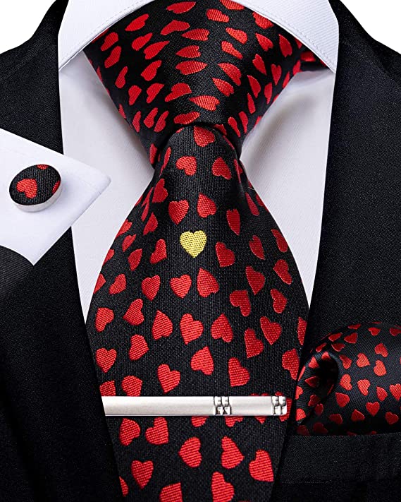 Plaid Tie Men's Silk Tie and Pocket Square Cufflinks Tie Clip Set Wedding Business