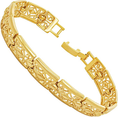 Filigree Bracelet for Women and Men 24k Real Gold Plated Charm