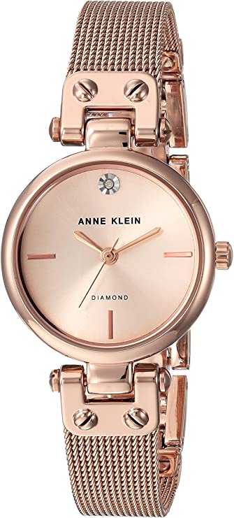 Anne Klein Women's Genuine Diamond Dial Mesh Bracelet Watch