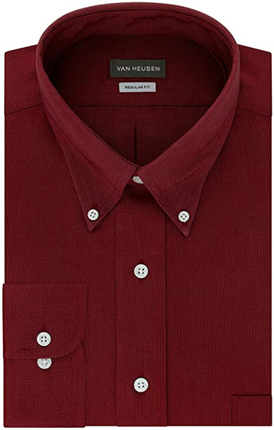Van Heusen Men's Dress Shirt Regular Fit Oxford Solid Buttondown Collar