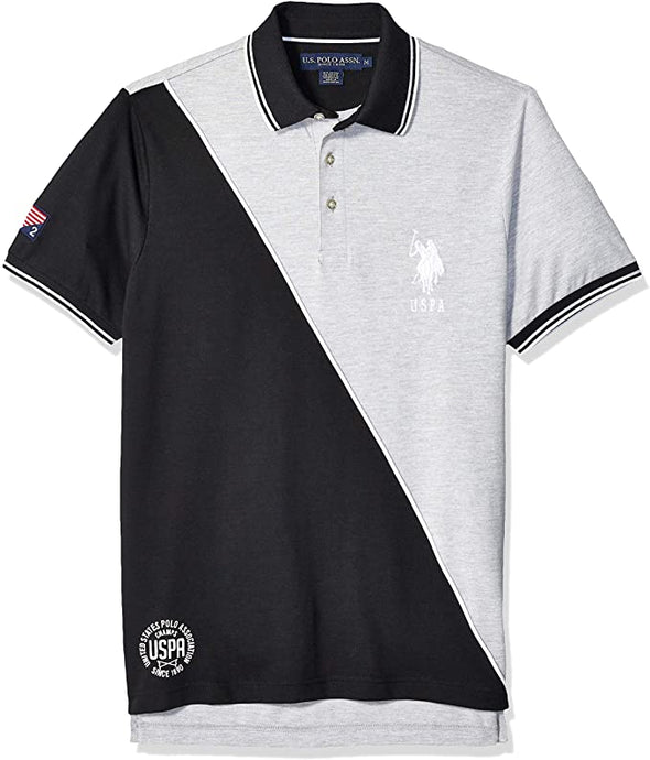 U.S. Polo Assn. Men's Diagonal Color Block Pique Polo Shirt